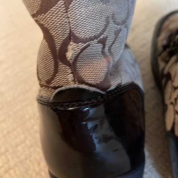 Coach Tan and Black Monogram Lace-Up Boots - Picture 3 of 7